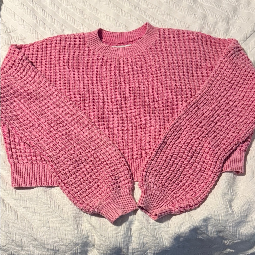 Hollister Pink Textured Crew Neck Sweater
